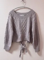 MERCURYDUO グレー クロップド ニット セーター ショート丈