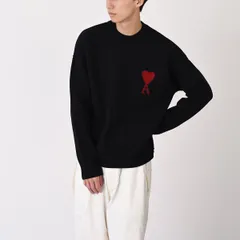AMI ALEXANDRE MATTIUSSI アミ トップス AMI DE COEUR アミパリス Ami De Coeur クルーネック メリノウールフェルトニット セーター UKS838 018 メンズ ユニセックス ブラック