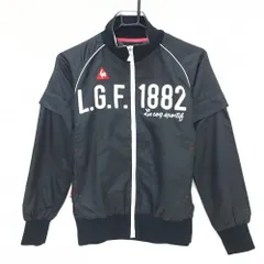 ルコックゴルフ 2WAYジャケット 黒×白 フロントロゴ 袖着脱可 裏地メッシュ  レディース S ゴルフウェア le coq sportif