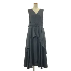 【美品】  Re:poris / レポリス | Ms.Louise dress / ベルテッド ノースリーブ ボリューム ドレス ワンピース / 裏地付き | F | ブラック | レディース