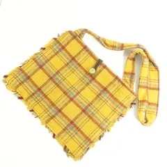 ピンクハウス★ふんわり可愛い♪ ショルダーバッグ・斜めがけバッグ フリンジ・チェック柄 イエロー系 ba002