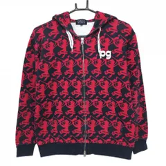 パーリーゲイツ×スポンジボブ ジップパーカー ネイビー×レッド 総柄 スウェット地  レディース 0(M) ゴルフウェア PEARLY GATES