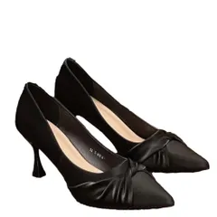 [ReiLuana] パンプス レディース 5cmヒール ポインテッドトゥ ツイスト 歩きやすい 通勤 結婚式 おしゃれ 美脚 (ブラック, 日本の靴のサイズ寸法, 大人, 数値, 24.0 cm) [ブラック] [24.0 cm]