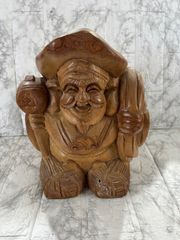 E-4 大黒天 木彫り 置物 縁起物 七福神 昭和レトロ 骨董品