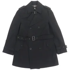 良品▼BURBERRY BLACK LABEL バーバリーブラックレーベル 裏地チェック柄 ロゴ入りボタン トレンチコート ブラック M 日本製 正規品 メンズ
