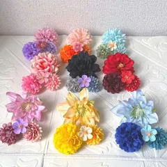 NO1223-01  造花 花材 花パーツ パーツ　髪飾り 花飾り　ハンドメイド　マム　ヘッドパーツ　成人式　七五三　ピンポンマム　ポンポンマム　菊　材料