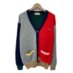 MIKI HOUSE　カーディガンセーター　長袖　ニット　Vネック　無地　ワンポイント　ブランドロゴ　刺しゅう　クレイジーパターン　日本製　古着