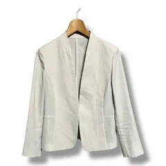 23区 ニジュウワンク リラクションツイル ノーカラージャケット 定価27000円 薄手 上着 長袖 羽織り ビジネス セレモニー レディース サイズ38 ベージュ 久喜倉庫店 11 No.K 1139