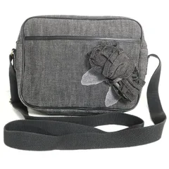 ピンクハウス★可愛いリボンプリント♪ デニム ショルダーバッグ リボン飾り付き 黒系 ba003