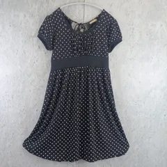 OLIVE des OLIVE ワンピース レース襟 半袖 レディース ブラックドット柄 Mサイズ □〇