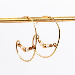 美品 三日月 ピアス K10 イエローゴールド ダイヤモンド フープ ツツミ