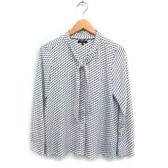 ボッシュ BOSCH 柄 ボウタイネック シャツ ブラウス 長袖 2WAY 38 ホワイト 白 /FT12