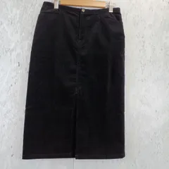 RALPH LAUREN SPORTS フロント スリット 膝丈 コーデュロイ スカート ブラック 7 レディース ラルフローレン スポーツ ◇〇