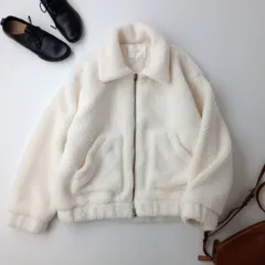 新品 ehka sopo エヘカソポ サマンサモスモス ボアジップアップブルゾン ジャケット コート アウター 羽織 Free アイボリー系 オフホワイト 白系(いK＋1947)25F