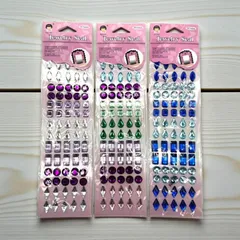 ジュエリーシール 立体 約70個 3Dステッカー デコシール スマホ ネイル 手芸 DIY キラキラ 3色 pt-2982