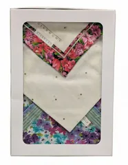 未使用 ジバンシー ハンカチ レディース 花柄 フローラ ホワイト ブルー ピンク パープル 綿　100％　コットン　ジバンシィ GIVENCHY 