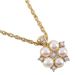 【NINA RICCI】ニナリッチ フラワー 金メッキ×フェイクパール×ラインストーン レディース 6.6g ネックレス