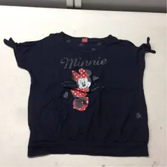 送料無料★Disney ディズニー★半袖Tシャツ トップス★袖リボン★水玉 ネイビー★ミニーちゃん★レディースLサイズ #20614sqq