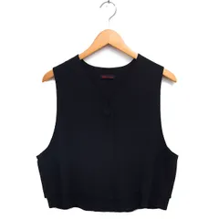 シセンドウ 詩仙堂 HITOSHI TAMURA  ちりめん織り ベスト 裏地なし ティアード クロップド 黒 ブラック /NT7