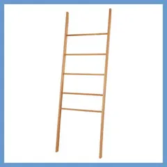 天然木（オーク）のはしご型ハンガーラック（５段）「W60×D38×H177cm」No.529／ナチュラル