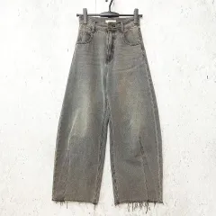 COLLAGE GALLARDAGALANTE Q.anos コラージュガリャルダガランテ キュアノス 低身長さん向け デニムパンツ ブルージュデニム ワイドパンツ グレー PSサイズ 〇◇☆