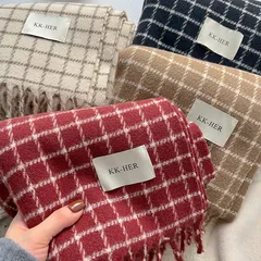 レディース チェック柄 マフラー 冬 防寒   ストール 保温 暖かい アウター