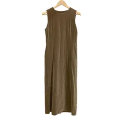 OG38 MARGARET HOWELL マーガレットハウエル ロングノースリーブワンピース ベルベット ブラウン バックボタン レディース 2サイズ