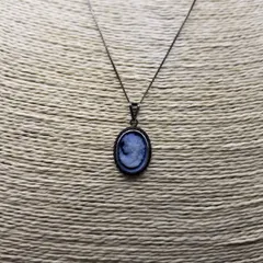 ヴィクトリアン 女性像 カメオ オーバル 925 シルバー ヴィンテージ ネックレス ペンダント 銀 クラシカル ケーブルリム Classic Y13-S