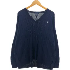 古着 ラルフローレン Ralph Lauren POLO RALPH LAUREN ケーブル編み Vネック コットンニットセーター メンズL相当/eaa546797
