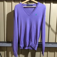 1258 RALPH LAUREN  SPORT セーター パープル L ラルフローレンスポーツ ニット  ワンポイント 刺繍ロゴ ポロポニー 古着卸 アメリカ仕入