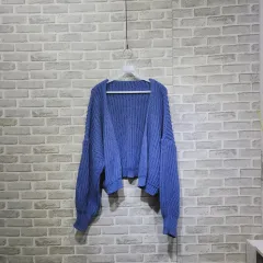 ㅎ92 ブルー オーバーサイズ カーディガン F