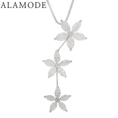D2.00 三連 フラワー ネックレス ホワイトゴールド K18WG 5.8g ジュエリー ダイヤモンド シルバー銀 レディース 40802160335【中古】【アラモード】