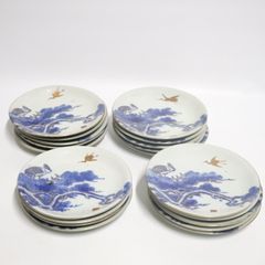 有田焼　古伊万里　染付金彩地文　手描き　大皿　5客　江戸後期 有田焼 古伊万里 染付金彩地文 手描き 大皿 5客 江戸後期 - メルカリ