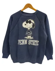 ヴィンテージ vintage 70s ©1971 USA製 PEANUTS JOE COOL ピーナッツ スヌーピー ジョークール プリント スウェット 「PENN STATE」US古着 アメカジ スウェット ネイビー Lサイズ 101MT-5519