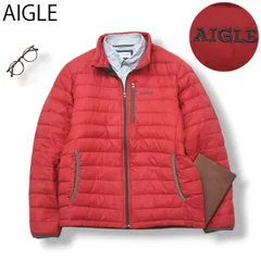 【刺繍ロゴ】エーグル AIGLE ナイロン ダウン ジャケット M 赤 メンズ
