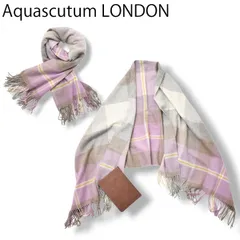 【新品】 アクアスキュータム カシミヤ100％ マフラー ショール チェック柄