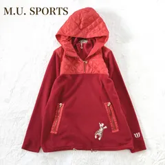 エムユースポーツ フリース　プルオーバー キルティング切替 ハーフジップ（42） キャラクター　刺繍　フード付き レッド ポリエステル