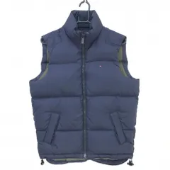 【超美品】トミーヒルフィガー ダウンベスト ネイビー ネック内側微起毛 ロゴ刺しゅう メンズ S ゴルフウェア Tommy Hilfiger Golf