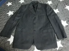 ランチェッティ Classic ピュアウール100% ストライプ ブレーザージャケット (L)