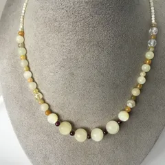 天然石★ガーネット他★パールネックレス★ハンドメイド★ファッション★デザイン★ネックレス