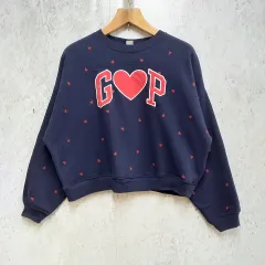 GAP ギャップ オーバーサイズ GAPロゴ スウェット トレーナー ハート ラブコレクション ネイビー Lサイズ ◇〇☆