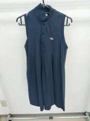 LACOSTE ノンスリーブ ワンピース ブラック ワッペン サイズ40 綿100% ラコステ