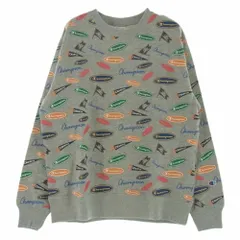 Champion チャンピオン C3-W023 ロゴ総柄 ミドルウェイト クルーネック スウェット グレー系 M【新古品】【未使用】【中古】