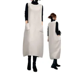 [DeerLuxe] 丸首 ジャンパースカート ワンピース タイトスカート ニット ポケット 通勤 オフィス レディース (S,A.オフホワイト) [A.オフホワイト] [S] [標準]