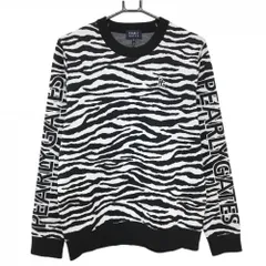 【新品】パーリーゲイツ セーター 黒×白 ゼブラ柄 ウール混 日本製 ニット  メンズ 5(L) ゴルフウェア PEARLY GATES