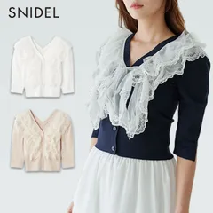 【新作10%OFF】【即納】 スナイデル SNIDEL トップス 25秋冬 チュールフリルニットプルオーバー 半袖 五分丈 ミドル丈 swnt261019