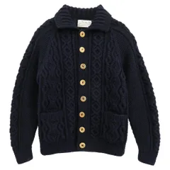 INVERALLAN インバーアラン 茶タグ 3A LUMBER CARDIGAN ランバー カーディガン ハンドニット ネイビー系 サイズ表記なし【中古】のサムネイル