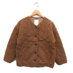 スタディオクリップ Studio Clip キルティング ジャケット 中綿 コーデュロイ コットン 綿 ノーカラー L 茶 ブラウン /NT11