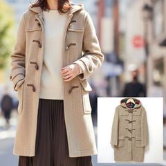 未使用タグ付☆メゾンドベージュ ダッフルコート ロング ヘリンボーン