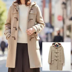 正規品◎大人◎【Gloverall】グローバーオール ダッフル コート アウター ジャケット フード イングランド イギリス製 チェック 厚手 秋冬 カジュアル シック クラシカル 上品 ベージュ レディース  /M40398ja